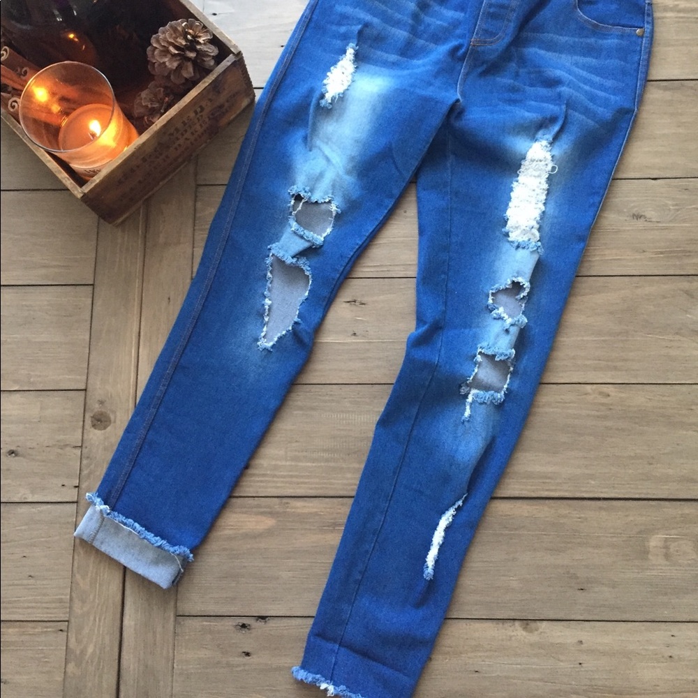 Jvini medium wash skinny distressed jeans szL